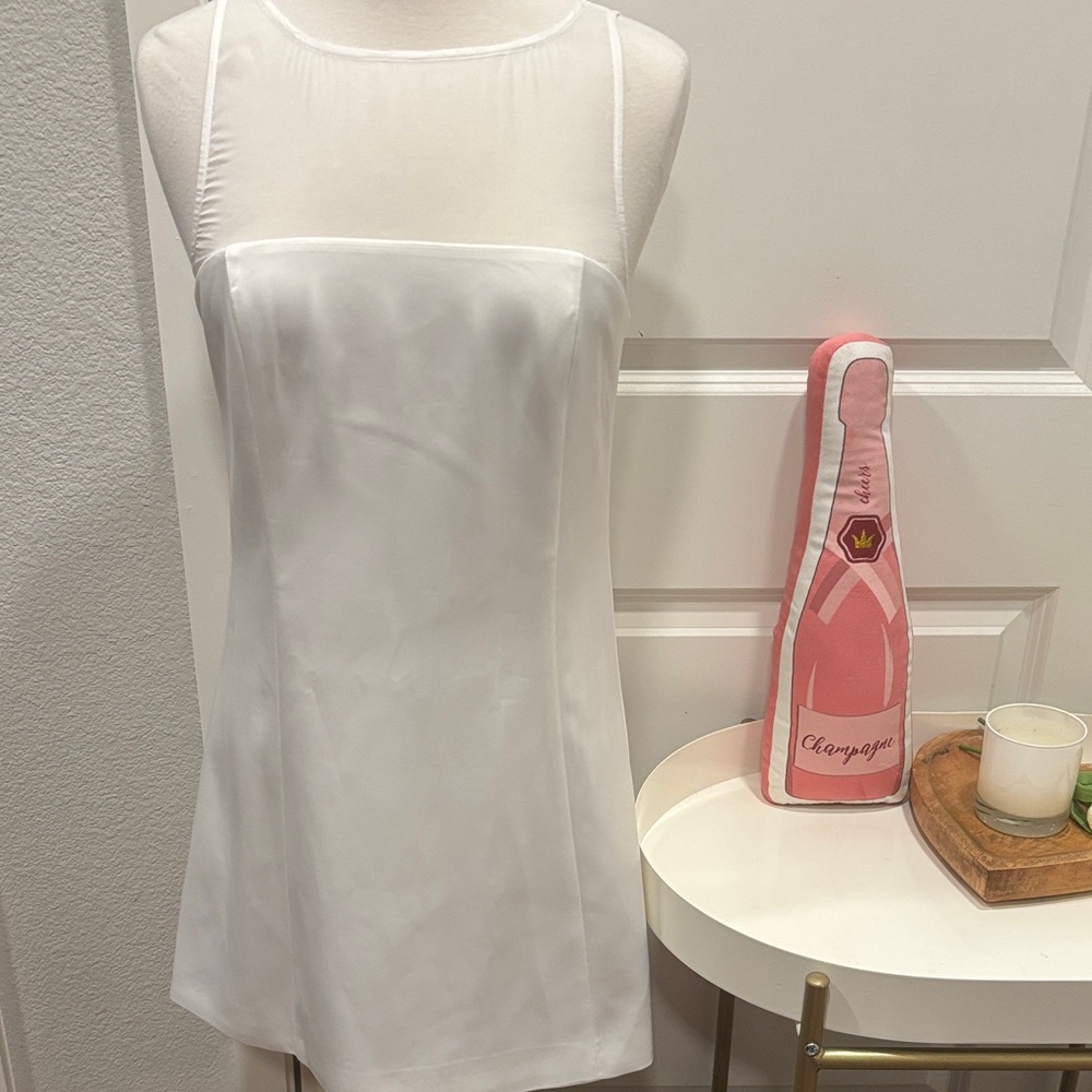 NWT French Connection White A-Line Dress with Sheer Panel